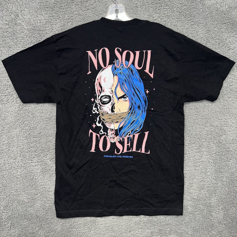 Assholes*s Live Forever T Shirt Men Sz M Black No Soul Sell Finegold 2-Side Tee